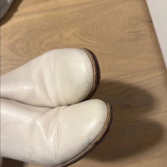 Rachel Comey White Leather Mules with Brown Wooden Heel 7.5 - Picture 7 of 7